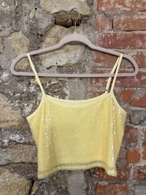 4th and Reckless Yellow Sequin Cami Crop Top